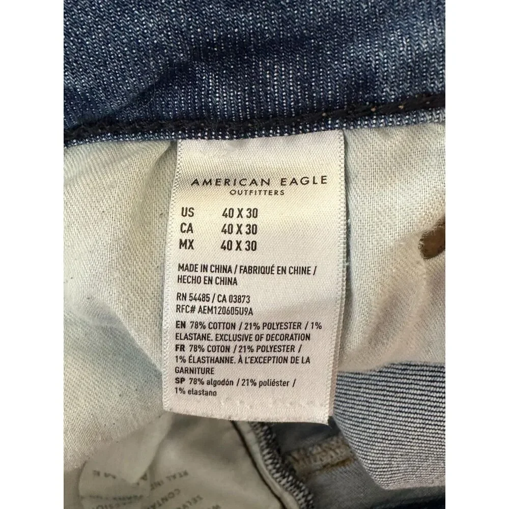 American Eagle Men's Airflex+ Distressed Skinny Jeans Size 40/30